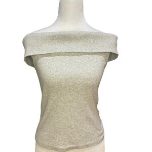 Hollister Light Gray Off-Shoulder Sweater